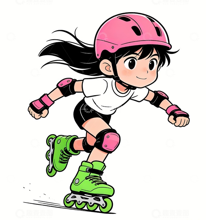 高清大图下载【趣麦麦图】滑旱冰的小女孩