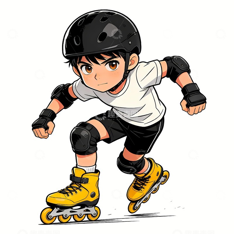 高清大图下载【趣麦麦图】滑旱冰的小男孩