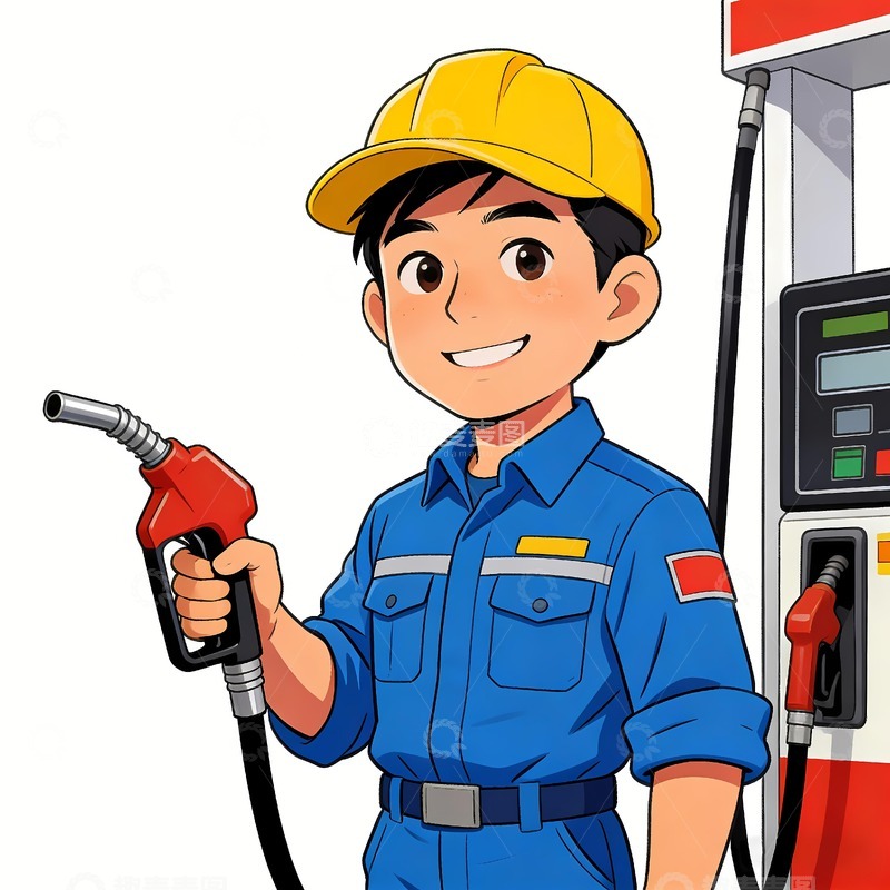 高清大图下载【趣麦麦图】加油站加油工人
