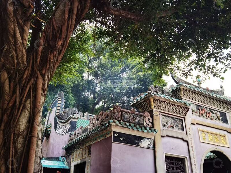 高清大图下载【趣麦麦图】古典建筑围墙绿树环绕