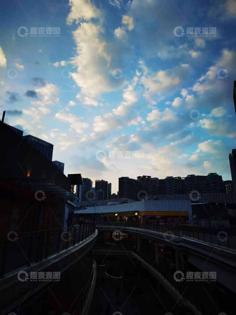 高清大图下载【趣麦麦图】-城市黄昏建筑剪影风光摄影