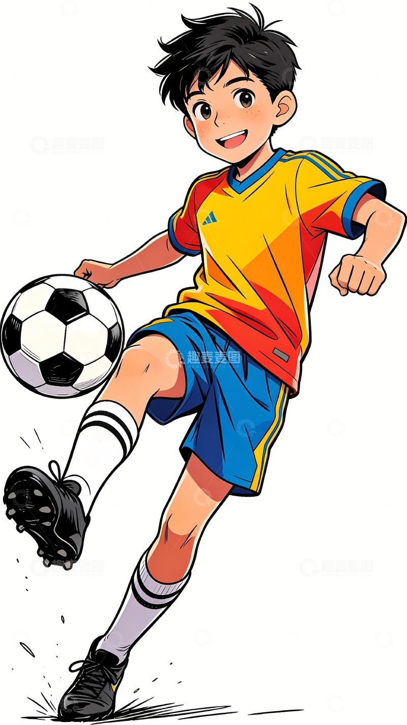 高清大图下载【趣麦麦图】踢足球的少年