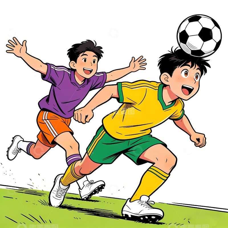 高清大图下载【趣麦麦图】两个踢足球的儿童