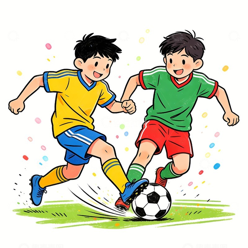 高清大图下载【趣麦麦图】奔跑踢足球的人
