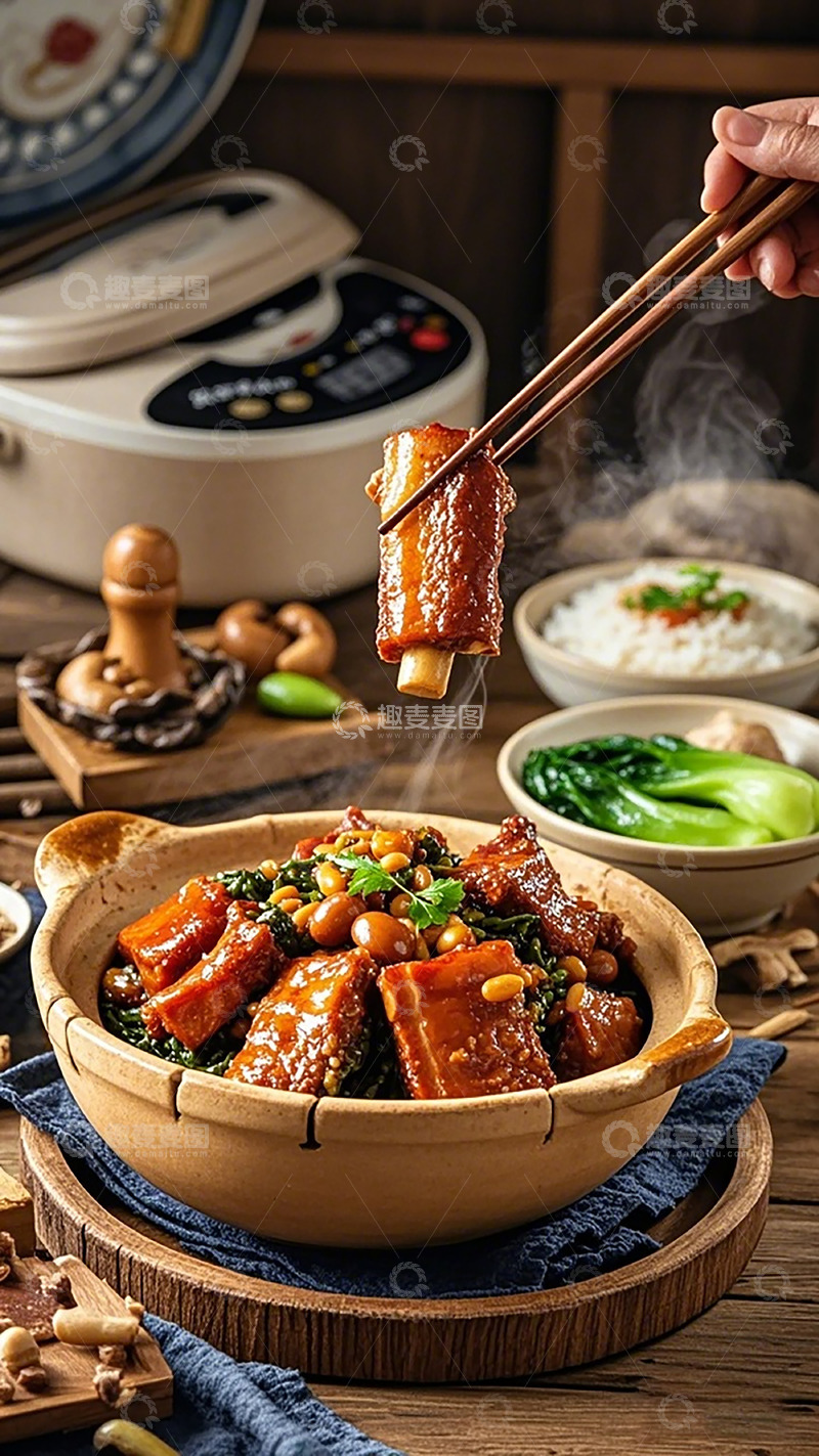 高清大图下载【趣麦麦图】中式美食红烧肉砂锅煲
