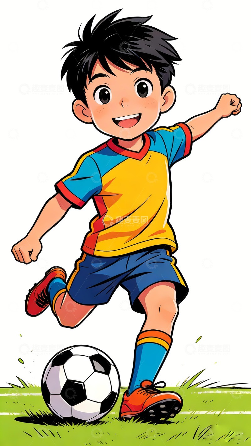 高清大图下载【趣麦麦图】踢足球的儿童