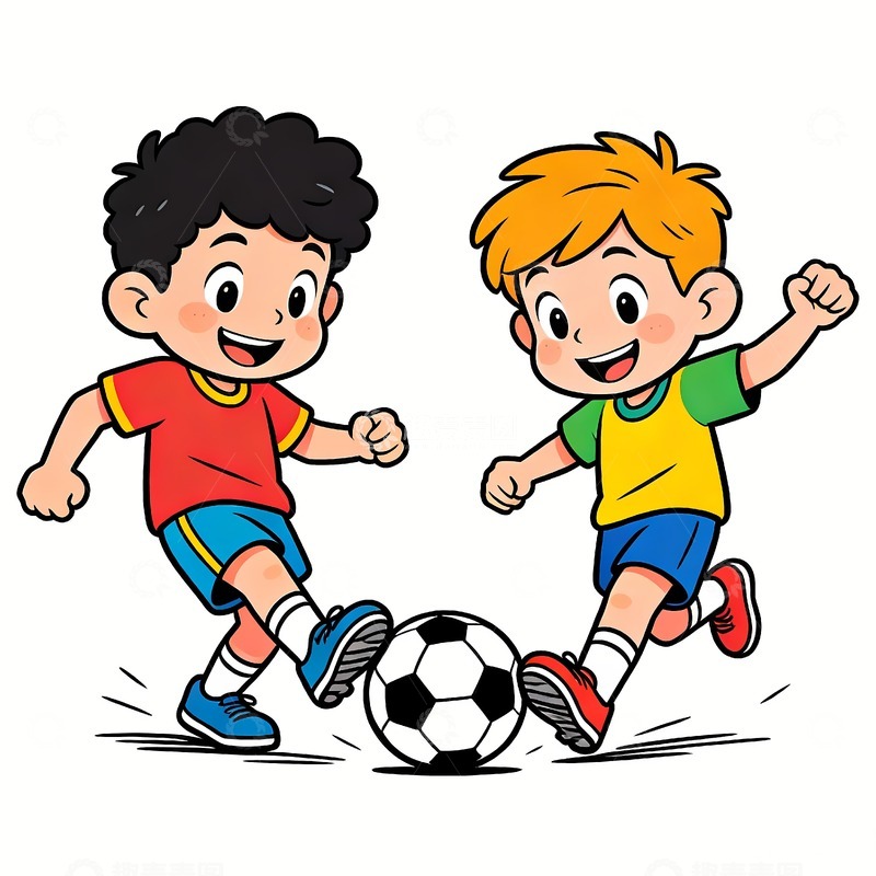 高清大图下载【趣麦麦图】踢足球的小孩
