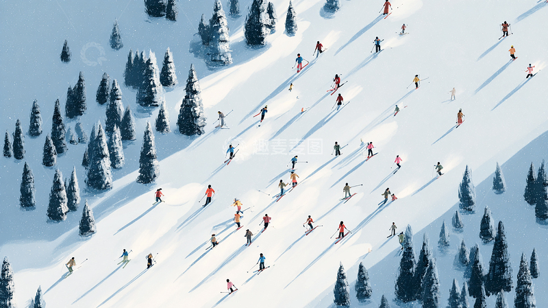 高清大图下载【趣麦麦图】冰雪滑雪乐趣多