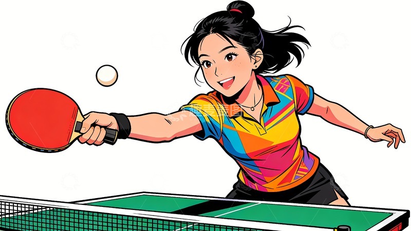 高清大图下载【趣麦麦图】打乒乓球的女孩