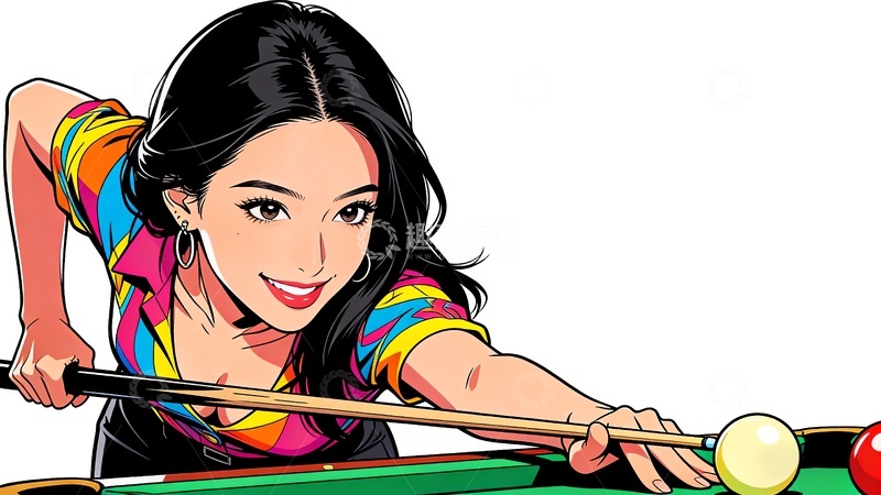 高清大图下载【趣麦麦图】打台球的性感女人