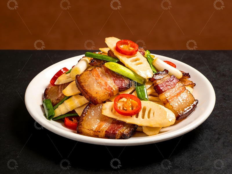 高清大图下载【趣麦麦图】笋干炒腊肉摄影
