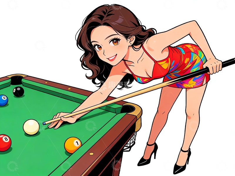 高清大图下载【趣麦麦图】一名打台球的性感女郎