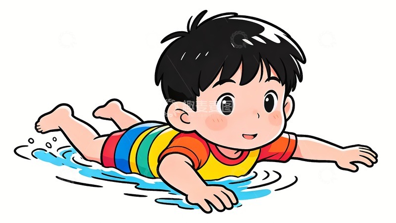 高清大图下载【趣麦麦图】一个游泳的小男孩