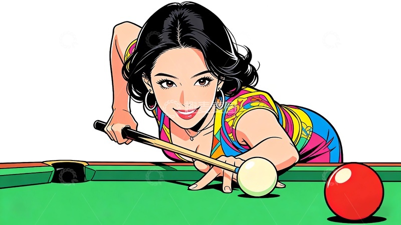 高清大图下载【趣麦麦图】打台球的漂亮女人