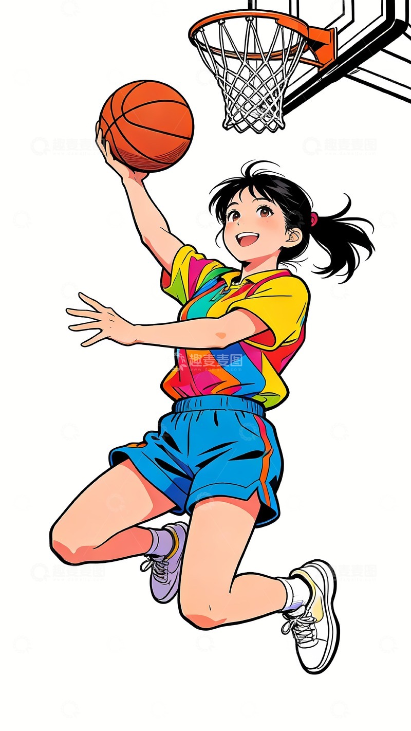 高清大图下载【趣麦麦图】打篮球的女孩图片