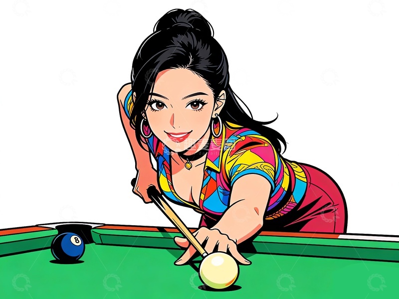 高清大图下载【趣麦麦图】打台球的漂亮女人图片