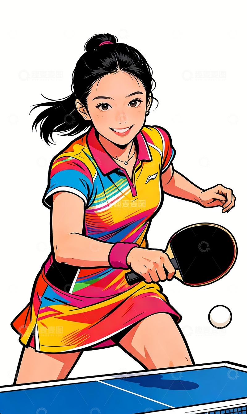 高清大图下载【趣麦麦图】一个打乒乓球的漂亮女孩