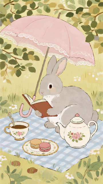 粉伞下的兔子茶会