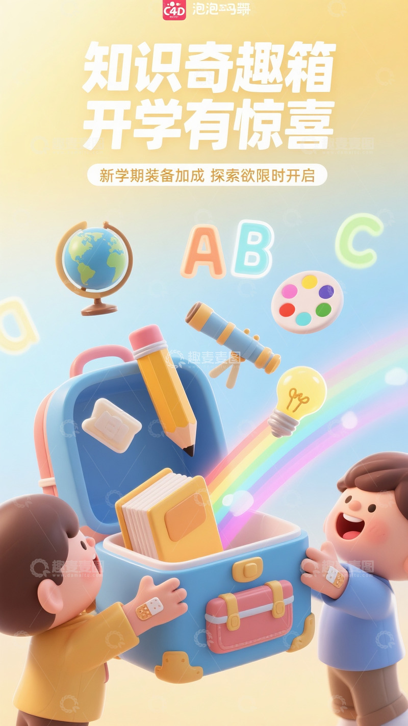 高清大图下载【趣麦麦图】知识奇趣箱开学惊喜探索记