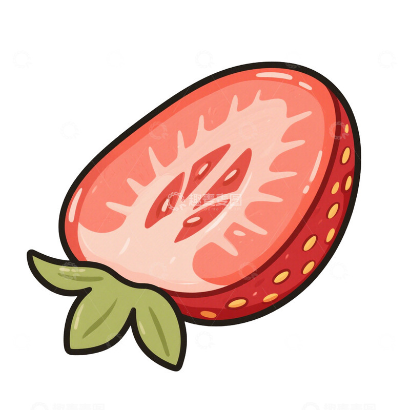 高清大图下载【趣麦麦图】切开的蔬果草莓免抠元素