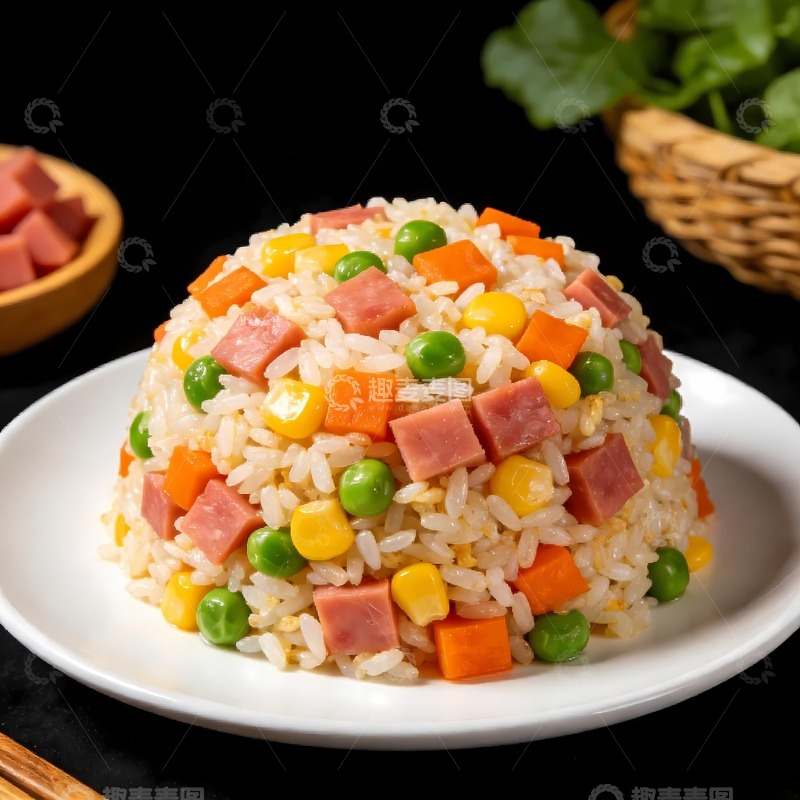 高清大图下载【趣麦麦图】食材丰富的扬州炒饭美食