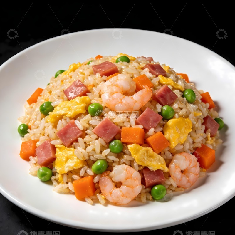 高清大图下载【趣麦麦图】-食材丰富的扬州炒饭