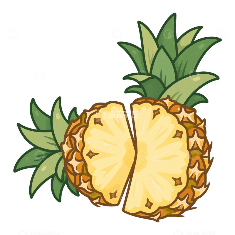 高清大图下载【趣麦麦图】-切开的蔬果菠萝免抠元素
