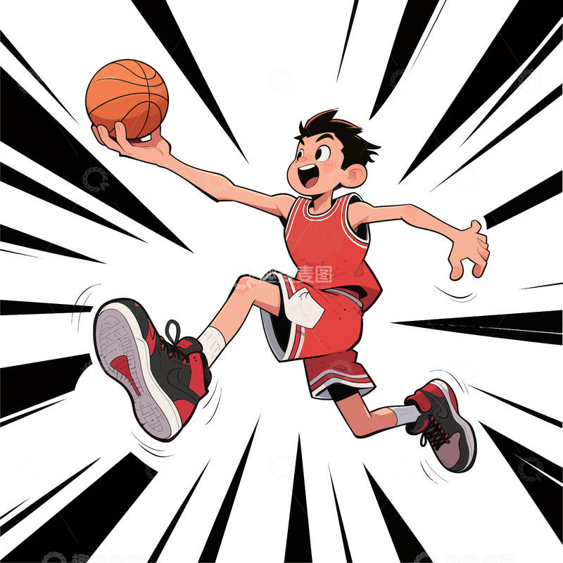 源文件下载【趣麦麦图】热血篮球少年动漫插画