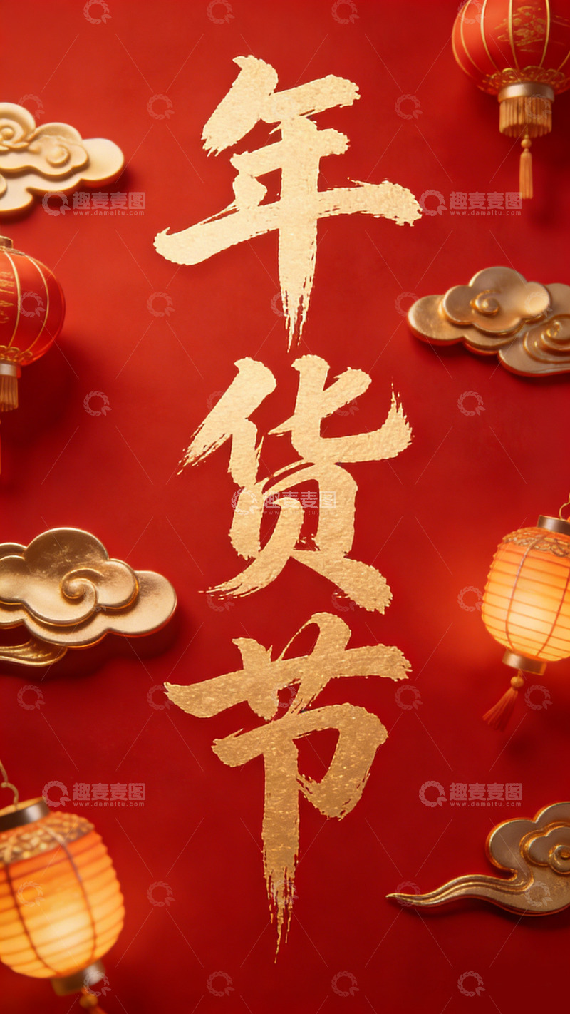 高清大图下载【趣麦麦图】年货节喜庆装饰设计素材