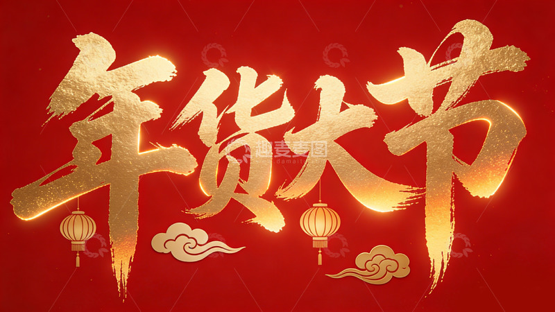 高清大图下载【趣麦麦图】红色喜庆年货节宣传海报