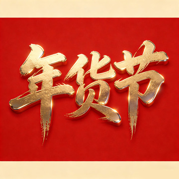 金彩风年货节喜庆字体设计素材