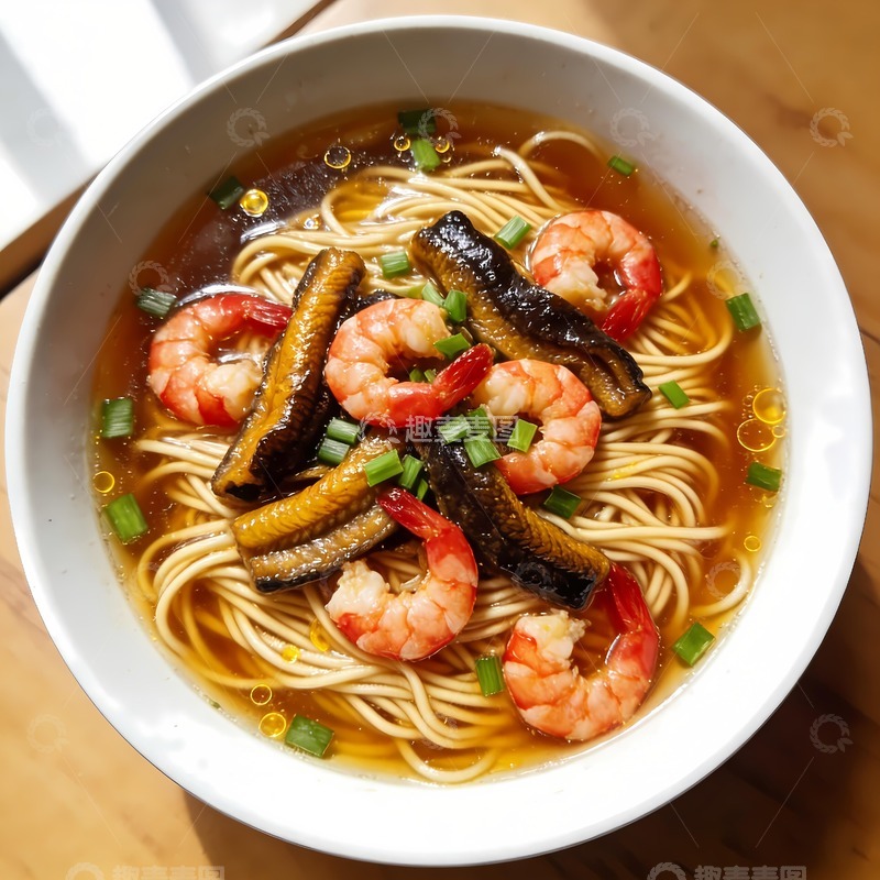 高清大图下载【趣麦麦图】一碗虾爆鳝面