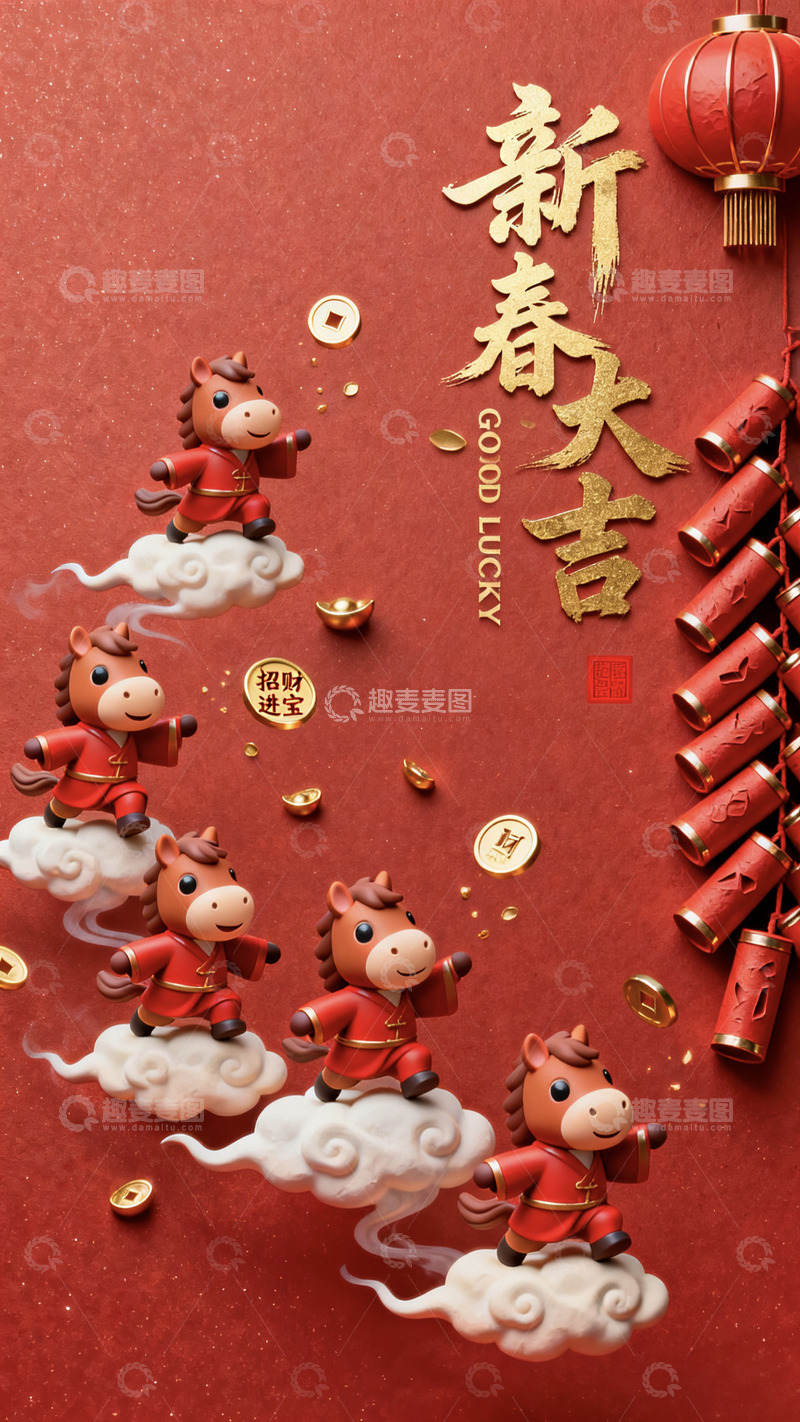 高清大图下载【趣麦麦图】新春海报 新春大吉 新年海报