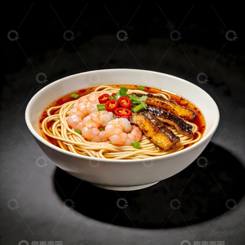 高清大图下载【趣麦麦图】美味虾爆鳝面