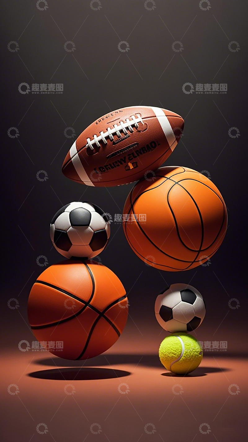 高清大图下载【趣麦麦图】运动球体悬浮创意图