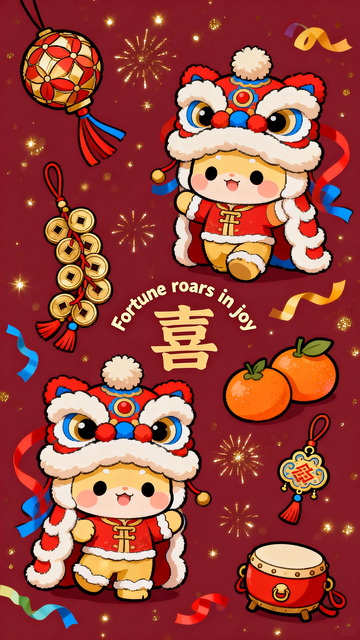 醒狮萌娃贺岁喜满新春