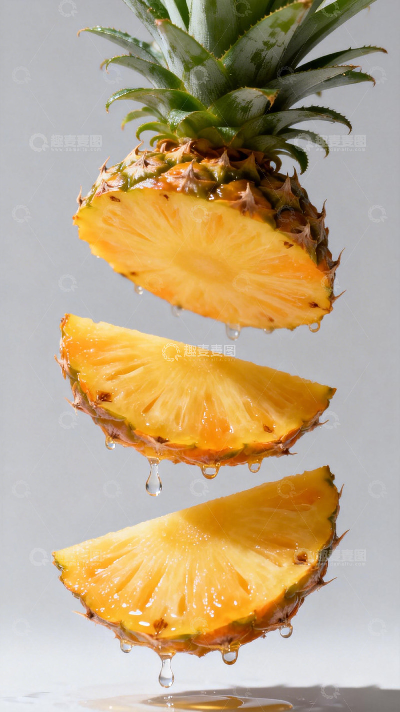 高清大图下载【趣麦麦图】悬浮菠萝切片摄影