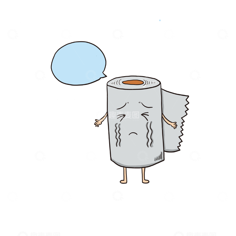 源文件下载【趣麦麦图】哭泣的卡通卫生纸卷插画卡通