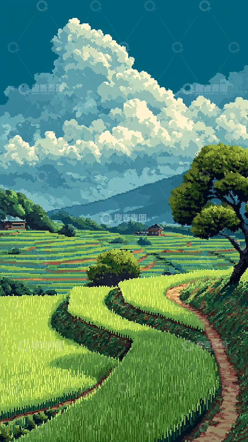 高清大图下载【趣麦麦图】绿色梯田风光