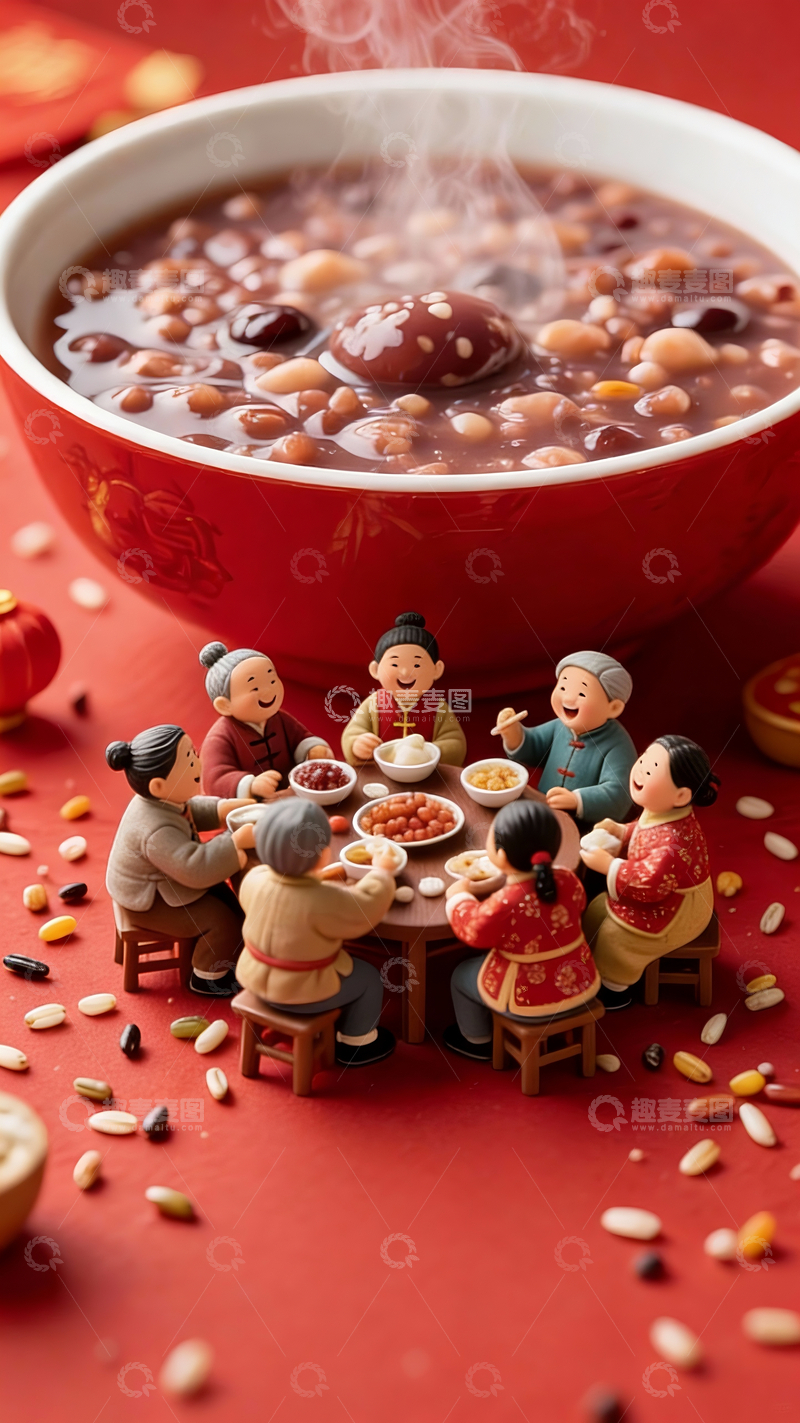 源文件下载【趣麦麦图】微观腊八节家人团聚场景7