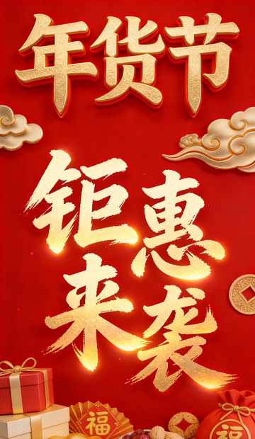 年货节电商钜惠来袭喜庆海报