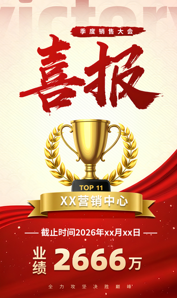 喜报营销海报公司销售业绩战报
