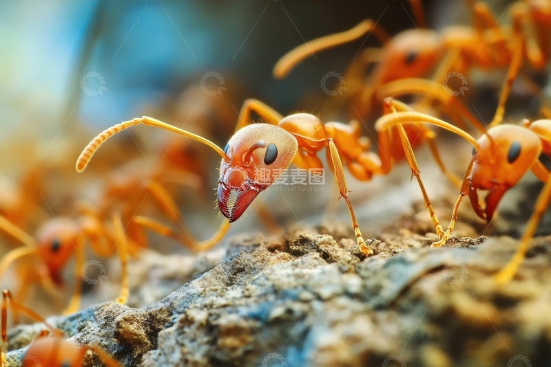 高清大图下载【趣麦麦图】一群红蚁特写摄影