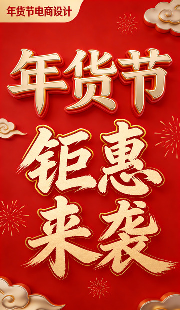 年货节钜惠来袭喜庆海报