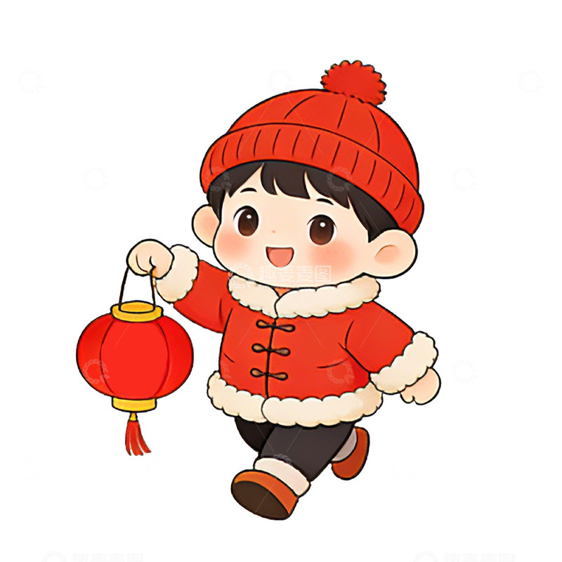 高清大图下载【趣麦麦图】喜庆春节卡通人物插画