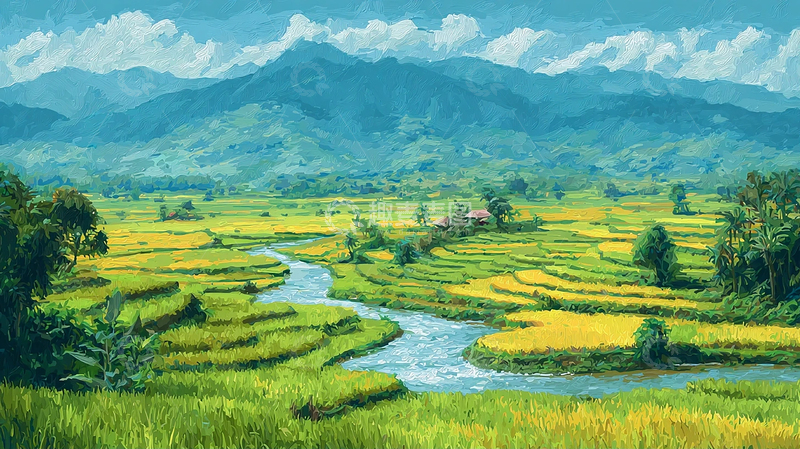 高清大图下载【趣麦麦图】山间田野的清新景色