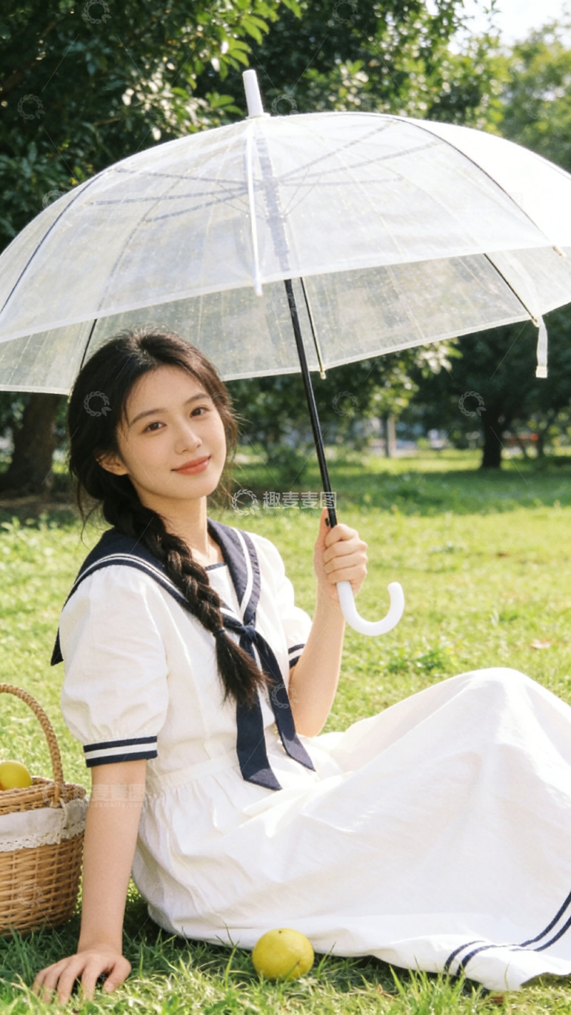 高清大图下载【趣麦麦图】夏日草地少女写真