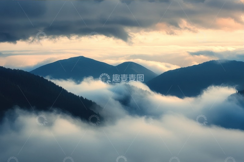 高清大图下载【趣麦麦图】高山云雾自然美景