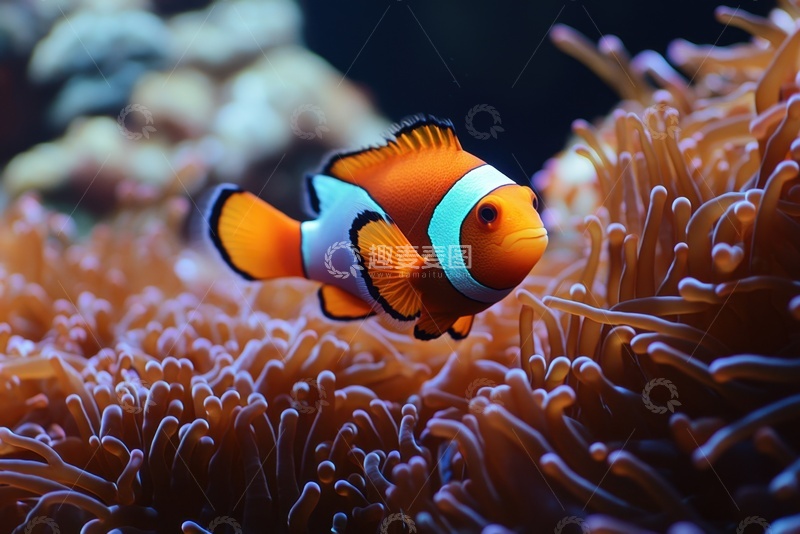 高清大图下载【趣麦麦图】大海里的一条小丑鱼