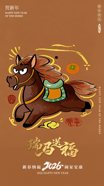 卡通简约马年海报